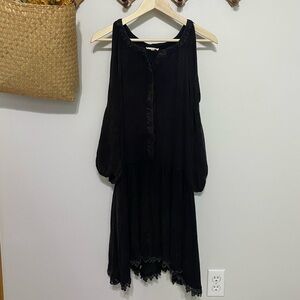 Easel Black Cut Out Cold Shoulder Sundress